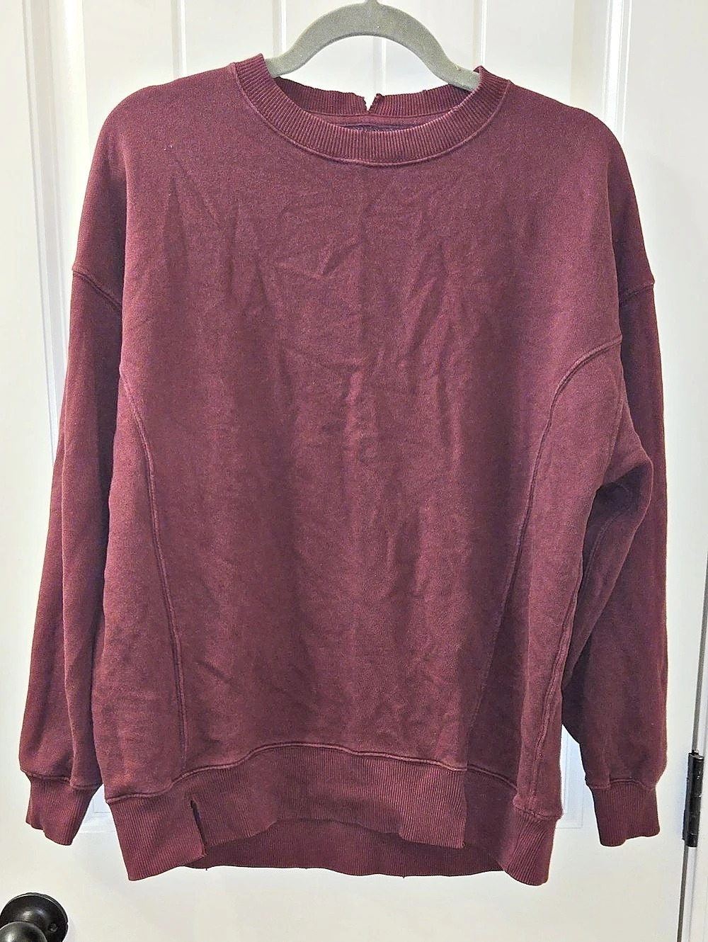 Aerie The Chill Crewneck Sweatshirt Maroon XS